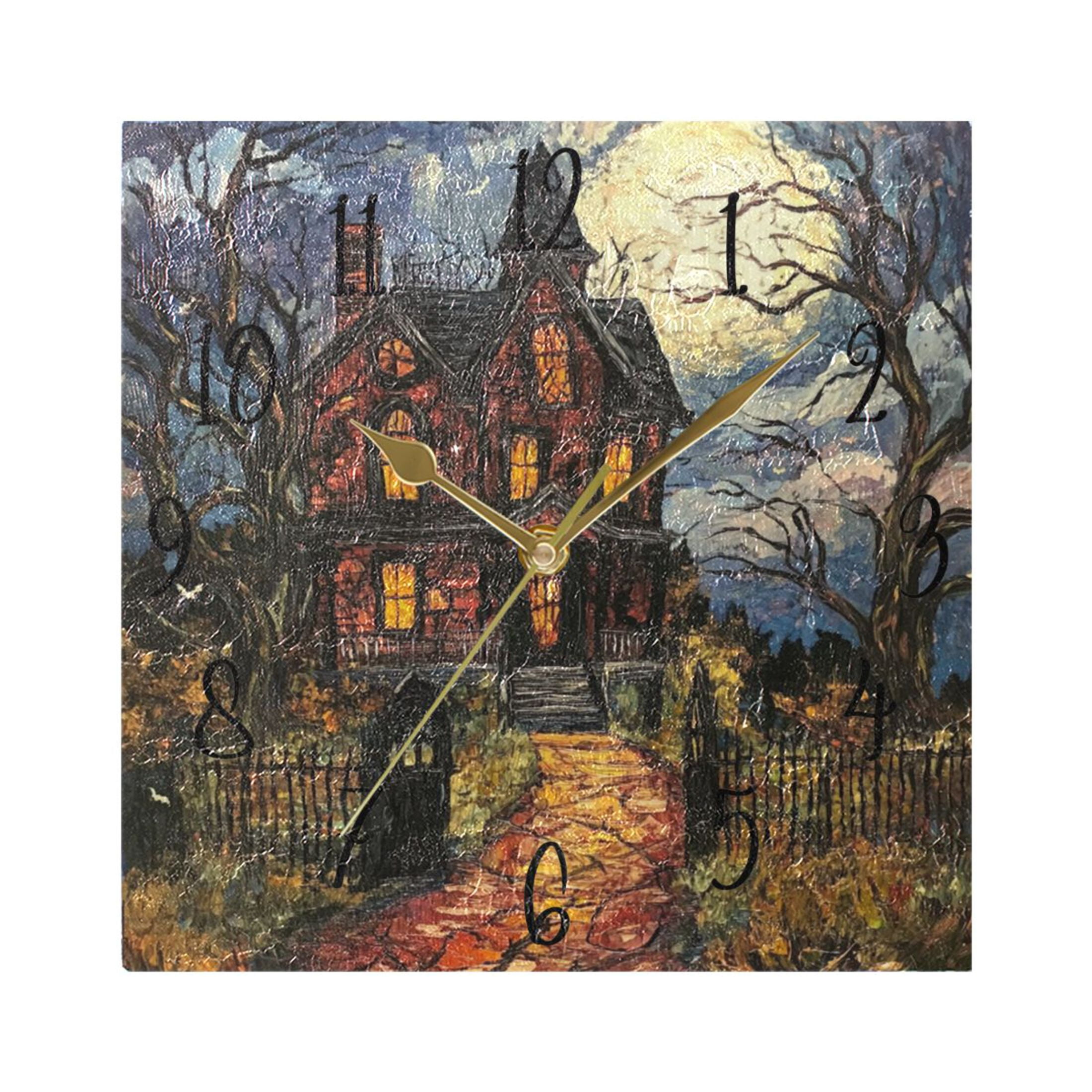 WOBOGO A Haunted House Wall Clock 7.78 Inch Battery Operated Silent ...