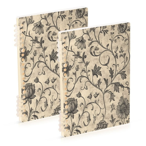 WOBOGO A Medieval-style Pattern Notebook College Horizontal Grid Paper Ink Spill Resistant Water Resistant Cover 8.3x5.7x0.4in