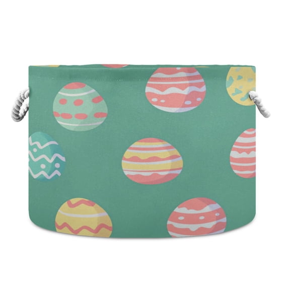 WOBOGO A Pattern Of Colorful Easter Eggs Toy Storage Basket 2014in Canvas Laundry Hamper for Living Room Kids Room Bathroom Organizer