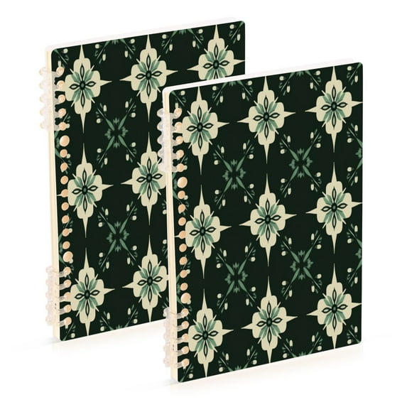 WOBOGO A Pattern Of Dark Green Geometric Shapes Notebook College Horizontal Grid Paper Ink Spill Resistant Water Resistant Cover 8.3x5.7x0.4in