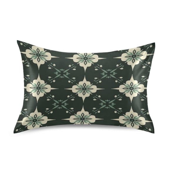 WOBOGO A Pattern Of Dark Green Geometric Shapes Satin Pillowcase Soft Smooth Envelope Design Comfortable Bedding Essentials 20×26in