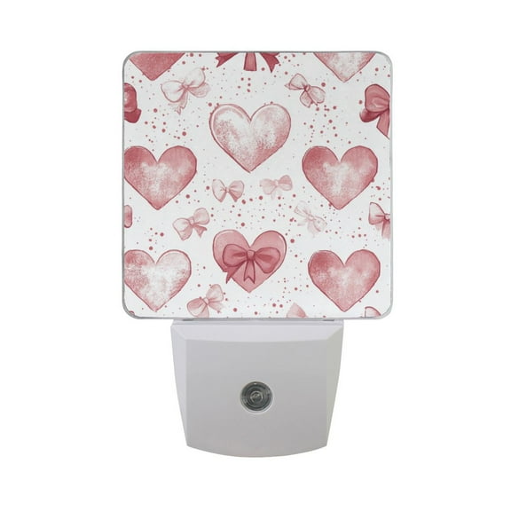 WOBOGO A Pattern Of Hearts with Bows LED Night Light 2 Pcs Set 0.5 Watt Wall Plug in Dusk to Dawn Automatic Switch Soft White Light