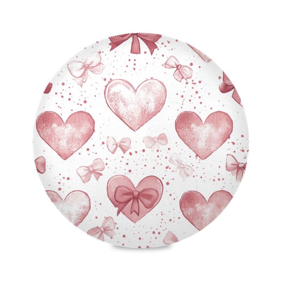 WOBOGO A Pattern Of Hearts with Bows Round Placemats Set of 1 Heat Resistant Washable Kitchen Table Decorations 15.4in