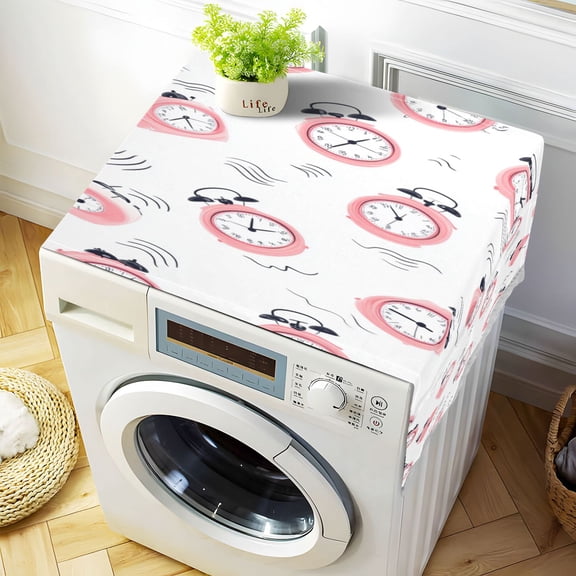 WOBOGO A Pattern Of Pink Alarm Clocks Washing Machine Cloth Dryer Refrigerator Top Cover Protective Non-Slip Mat For Kitchen Laundry