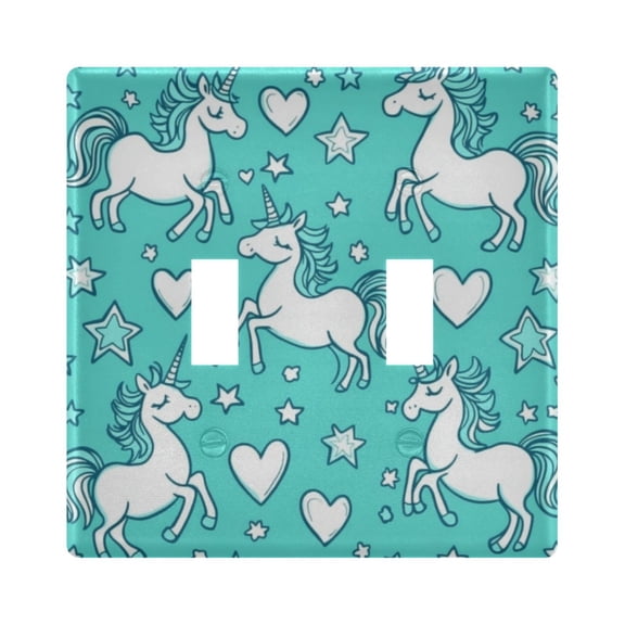 WOBOGO A Pattern with Cute Cartoon Unicorns 2-hole Switch Plates PC Flame Retardant Plastic Material Glossy Finish Smooth Touch 4.56x4.48x0.27in