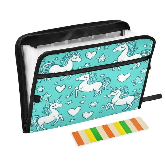 WOBOGO A Pattern with Cute Cartoon Unicorns Expanding File Folder Letter Size Accordion Filing Organizer 13 Pocket Separate Organ Pocket