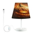 thumbnail image 1 of WOBOGO A Pumpkin Head on Fire Table Lamps Bedroom 3-Speed Dimmable Farm Style with Fabric Shade for Reading and Home Office, 1 of 8