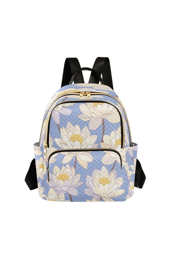A Seamless Pattern Of Water Lilies Butterfly Backpack Durable Lightweight Shoulder Bag Built-in Laptop Sleeve and Multiple Utility Compartments