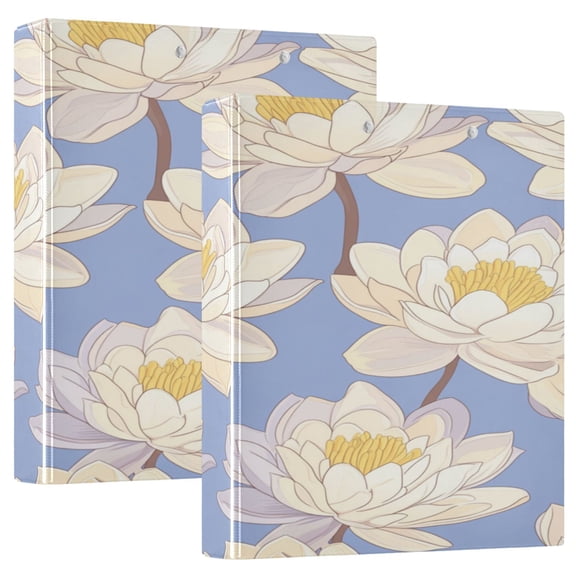 WOBOGO A Seamless Pattern Of Water Lilies File Folders Extra Large Capacity to Hold 200 Sheets of Documents Hard Shell Ring Binder for School Home Office