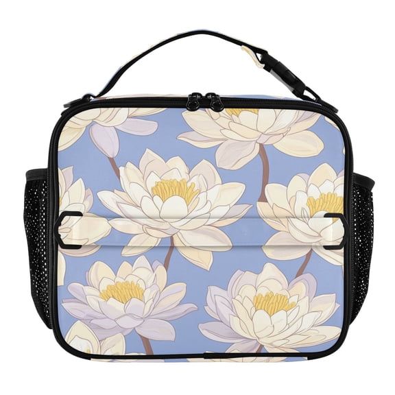 WOBOGO A Seamless Pattern Of Water Lilies Tote Lunch Bag High Quality Insulated Aluminium Film For Cold with Adjustable Shoulder Strap 11.29.83.5in
