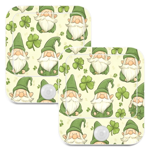 WOBOGO A Seamless Pattern with Hand-drawn Gnomes Night Light Lamp with Smart Sensor Dusk to Dawn Sensor 0.6W Plug-in 2-Pack