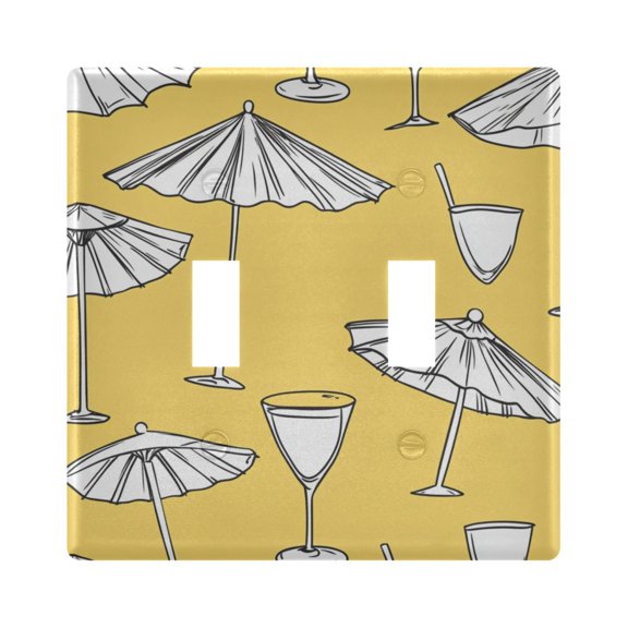 WOBOGO A Seamless Pattern with Sun Umbrellas 2-hole Switch Plates PC Flame Retardant Plastic Material Glossy Finish Smooth Touch 4.56x4.48x0.27in