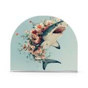 WOBOGO A Shark Full Of Flowers Clear Acrylic Napkin Holder Kitchen Tissue Face Towel Cocktail Rack Bar Restaurant Dinner Paper Dispenser