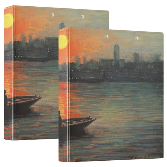 WOBOGO A Small Boat File Folders Extra Large Capacity to Hold 200 Sheets of Documents Hard Shell Ring Binder for School Home Office