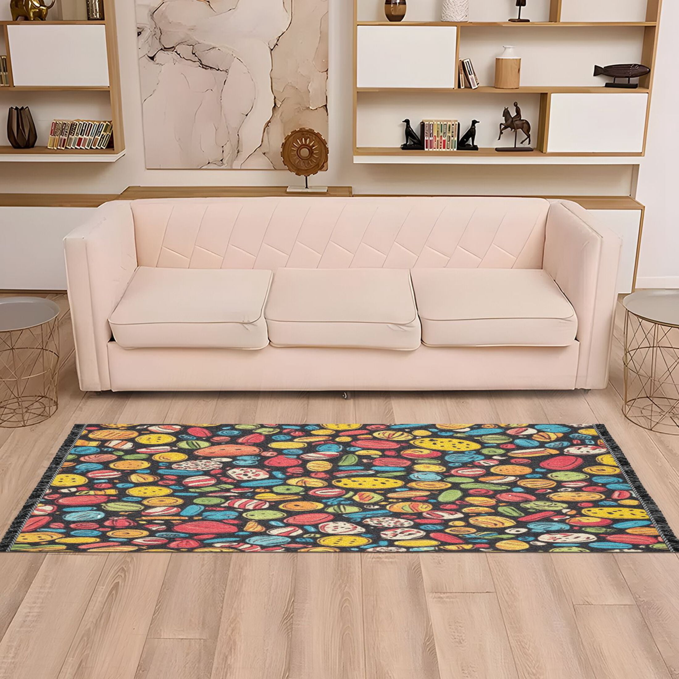 Snacks Rug WOBOGO A Variety Of Snack Patterns Bedside long rug delicate and soft ...