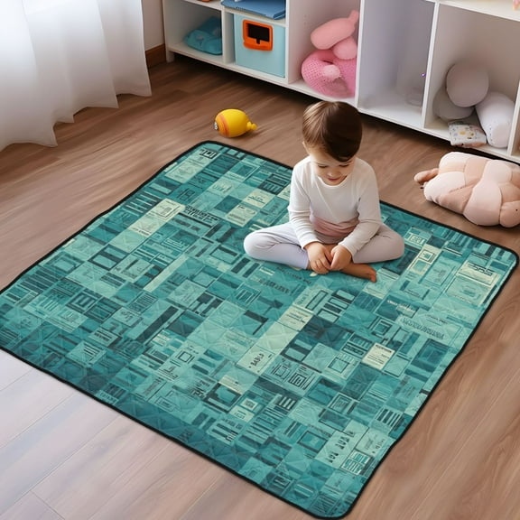 WOBOGO A Wallpaper with The Word Baby Playmats Extra Large Waterproof Rollable Activity Pads for Toddlers 50×50inch