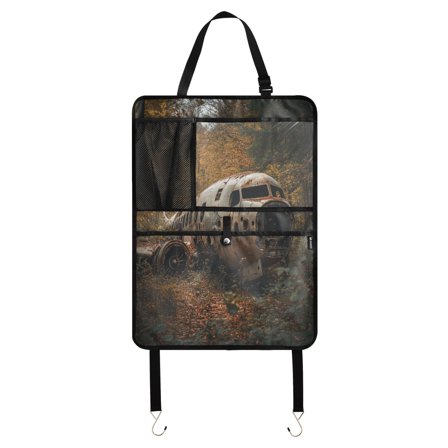 WOBOGO Abandoned Airplane Backseat Car Organizer Footed Universal Car with Touch Screen Tablet Holder Rear Seat Protector