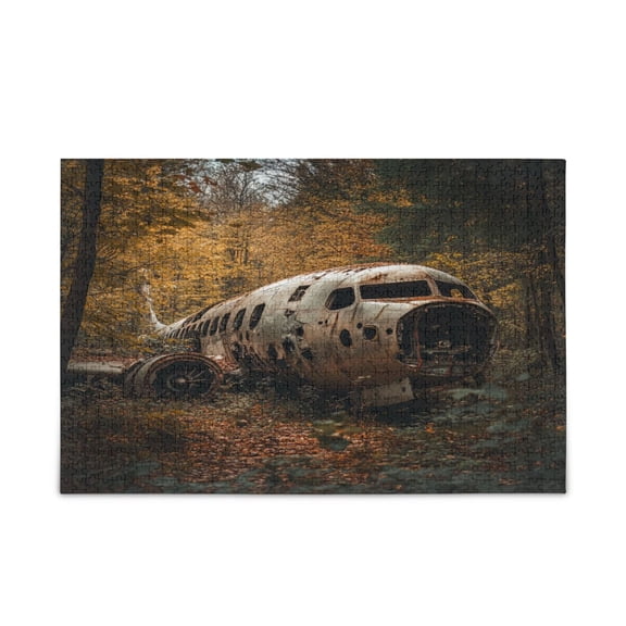 WOBOGO Abandoned Airplane Puzzle Challenge 500 Piece Jigsaw Suitable for Game Night Finished Size 20.5 x 14.9in
