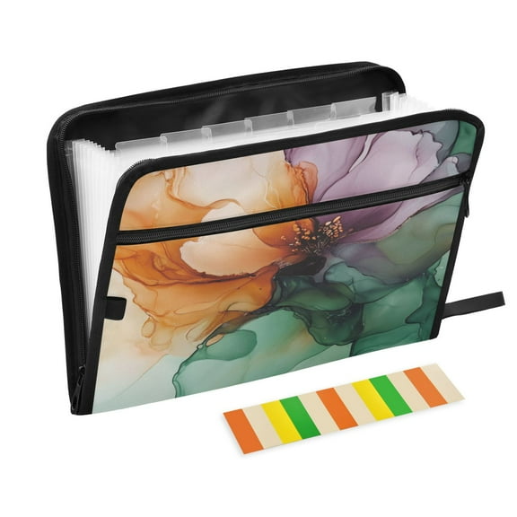 WOBOGO Abstract Floral Pattern Expanding File Folder Letter Size Accordion Filing Organizer 13 Pocket Separate Organ Pocket