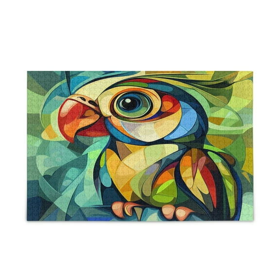WOBOGO Abstract Mini Parrot Puzzle Challenge 1000 Piece Jigsaw Suitable for Game Night Finished Size 29.5 x 19.7in