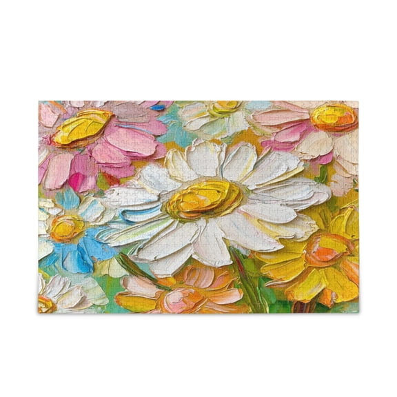 WOBOGO Abstract Oil Painting Flowers Puzzle Challenge 500 Piece Jigsaw Suitable for Game Night Finished Size 20.5 x 14.9in