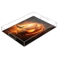 thumbnail image 1 of WOBOGO Acrylic Serving Trays 15.7x11.8 Inch Spill Proof Clear Decorative Organizer with Handle A Pumpkin Head on Fire, 1 of 7