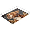 thumbnail image 1 of WOBOGO Acrylic Serving Trays 15.7x11.8 Inch Spill Proof Clear Decorative Organizer with Handle Brown Pit Bull Illustration, 1 of 7