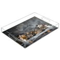 thumbnail image 1 of WOBOGO Acrylic Serving Trays 15.7x11.8 Inch Spill Proof Clear Decorative Organizer with Handle Christmas Backdrop Pattern, 1 of 7