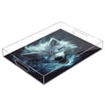 thumbnail image 1 of WOBOGO Acrylic Serving Trays 15.7x11.8 Inch Spill Proof Clear Decorative Organizer with Handle Show Ferocity Wolf, 1 of 7