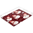 thumbnail image 1 of WOBOGO Acrylic Serving Trays 15.7x11.8 Inch Spill Proof Clear Decorative Organizer with Handle Snowman Pattern Of Red Background with Snowflakes, 1 of 7