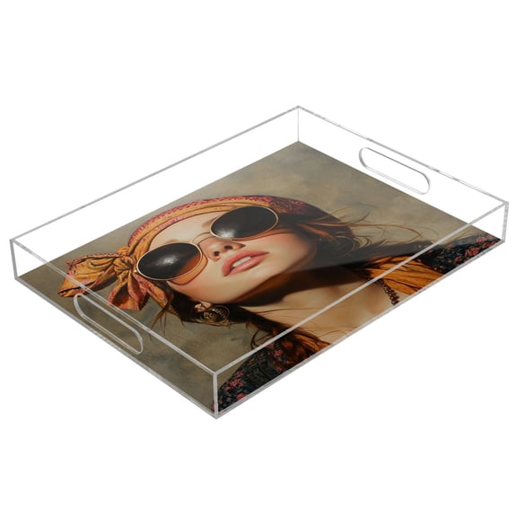 WOBOGO Acrylic Serving Trays 15.7x11.8 Inch Spill Proof Clear Decorative Organizer with Handle The Hippie Artist