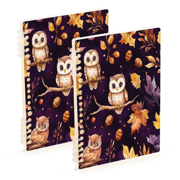 WOBOGO Adorable Baby Owls and Acorns Pattern Notebook College Horizontal Grid Paper Ink Spill Resistant Water Resistant Cover 8.3x5.7x0.4in