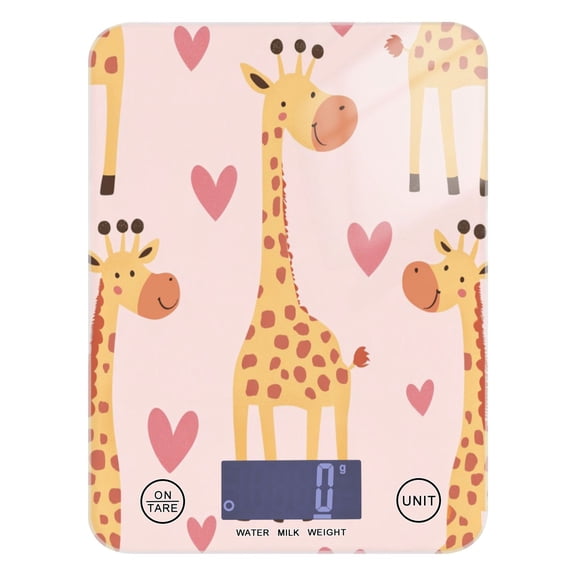 WOBOGO Adorable Cartoon Giraffes Heart Pattern Kitchen Scale Digital Gram and Ounce Weighing for Cooking Baking Ketogenic Diet Meal Prep