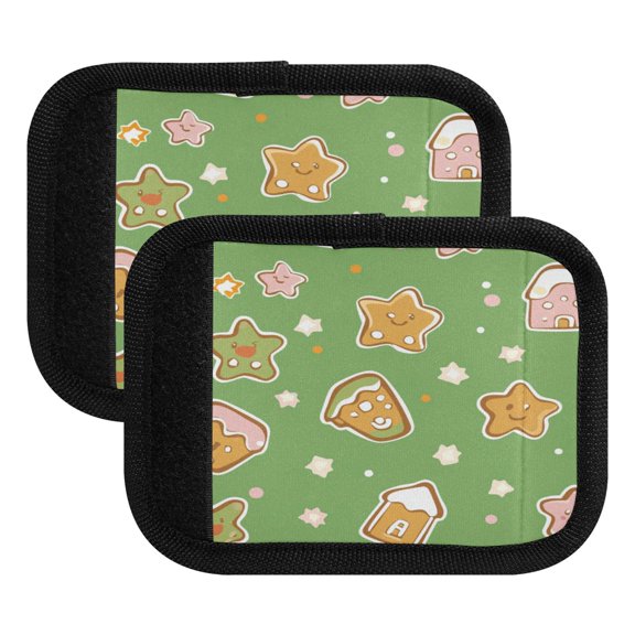 WOBOGO Adorable Star House Grenn Pattern Luggage Handle Wrap 2Pcs Made of Neoprene is Soft and Flexible Suitable for Many Bags Shoulder Pads.