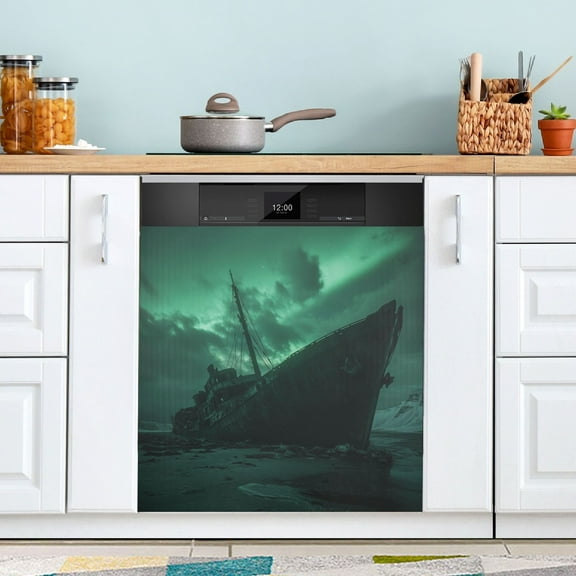 WOBOGO Aground Boat Magnetic Dishwasher Sticker Personalized DIY Beautiful and Practical Home Kitchen Decorations23×16in.