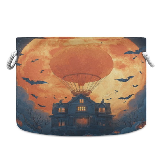 WOBOGO Air Castle Toy Storage Basket 2014in Canvas Laundry Hamper for Living Room Kids Room Bathroom Organizer