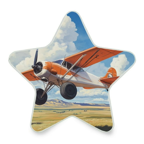 WOBOGO A Airplane Flies over The Mongolian Steppe LED Star Night Light 0.2 Watt Wall Plug Dusk to Dawn Auto Switch Adjustable Brightness Soft White Light