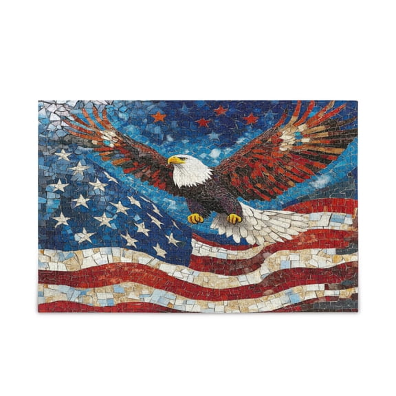 WOBOGO American Flag Bald Eagle Puzzle Challenge 500 Piece Jigsaw Suitable for Game Night Finished Size 20.5 x 14.9in