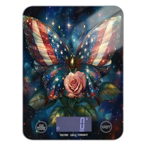 WOBOGO American Flag Butterfly Kitchen Scale Digital Gram and Ounce Weighing for Cooking Baking Ketogenic Diet Meal Prep