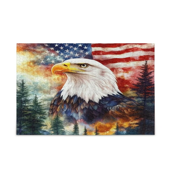 WOBOGO American Flag Eagle Tree Puzzle Challenge 500 Piece Jigsaw Suitable for Game Night Finished Size 20.5 x 14.9in