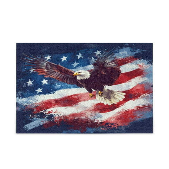 WOBOGO American Flag with Eagle Puzzle Challenge 500 Piece Jigsaw Suitable for Game Night Finished Size 20.5 x 14.9in
