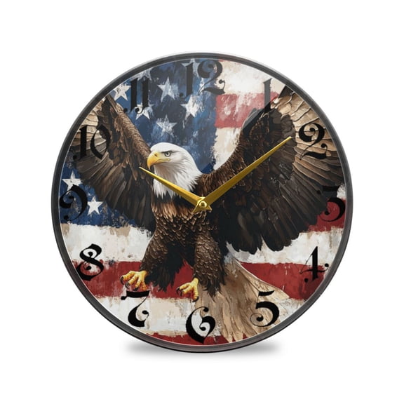 WOBOGO American Patriotic Faith Acrylic Wall Clock Battery Operated 11.9in Silent No Tick Bedroom Living Room Office Classroom Decoration