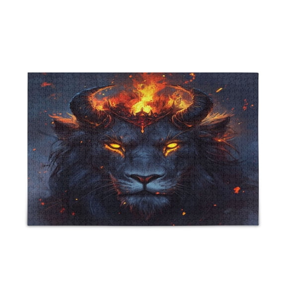 WOBOGO An Evil Dark Lion Pattern Puzzle Challenge 500 Piece Jigsaw Suitable for Game Night Finished Size 20.5 x 14.9in