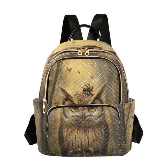 WOBOGO An Owl with Bumblebee Pattern Butterfly Backpack Durable Lightweight Shoulder Bag Built-in Laptop Sleeve and Multiple Utility Compartments