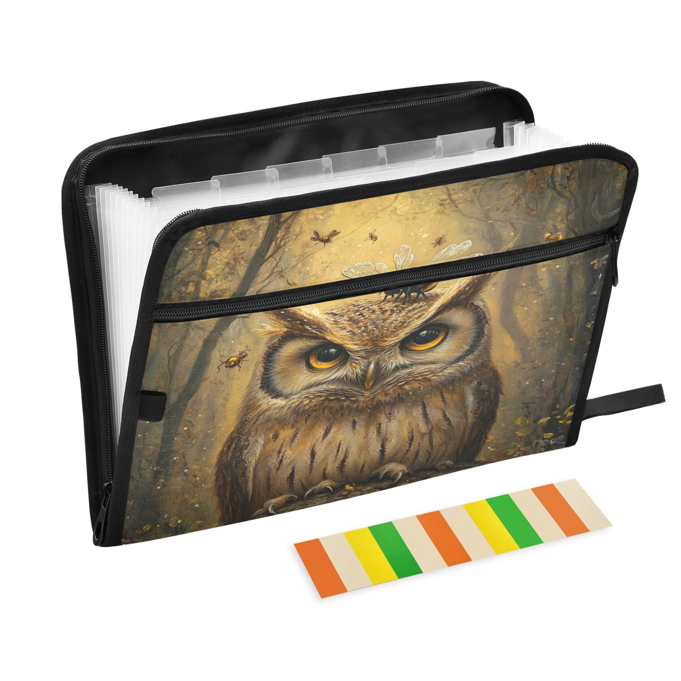 WOBOGO An Owl with Bumblebee Pattern Expanding File Folder Letter Size ...