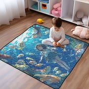 WOBOGO An Undersea World Lass Baby Playmats Extra Large Waterproof Rollable Activity Pads for Toddlers 50 50inch