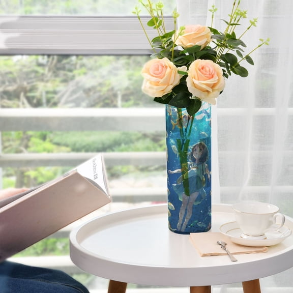 WOBOGO An Undersea World Lass Plastic Vase Home or Wedding Decoration Centerpiece Unbreakable 11.83.9in