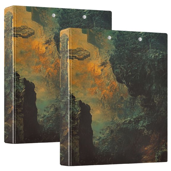 WOBOGO Ancient Crosses File Folders Extra Large Capacity to Hold 200 Sheets of Documents Hard Shell Ring Binder for School Home Office