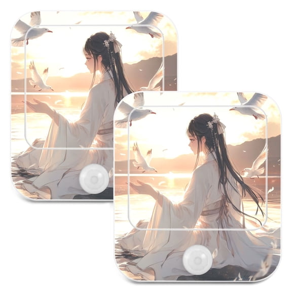 WOBOGO Ancient Fairy Night Light Lamp with Smart Sensor Dusk to Dawn Sensor 0.6W Plug-in 2-Pack