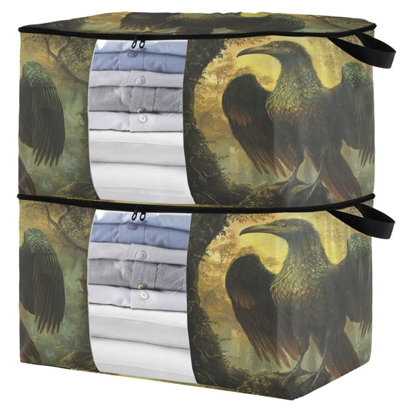 WOBOGO Ancient Giant Eagle Clothes Storage 2Pack Foldable Thick Fabric Blanket Organizer Bag with Handle 21.65×13.78×12.4in